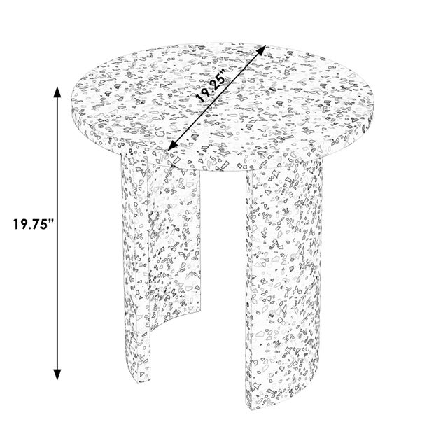 Modern Siesta Outdoor 19.25 in. W Round Terrazzo Marble Side Table, White Terrazzo For Sale - Image 3 of 7