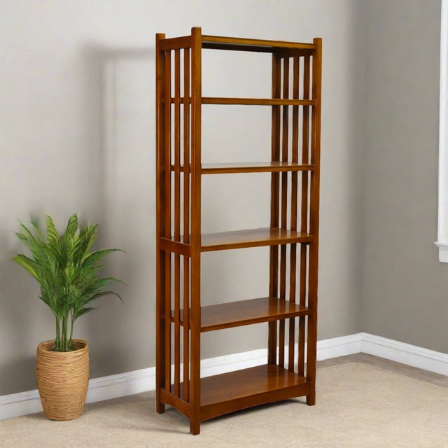 Mission Spindle Side 5 Shelf Bookcase - Michael's Cherry (Mc1) For Sale - Image 10 of 10