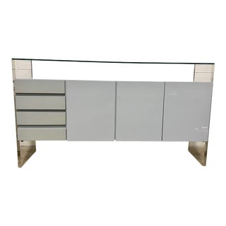 1960s Milo Baughman for Thayer Coggin Mid Century Modern Lucite Lacquer Glass Credenza Sideboard For Sale