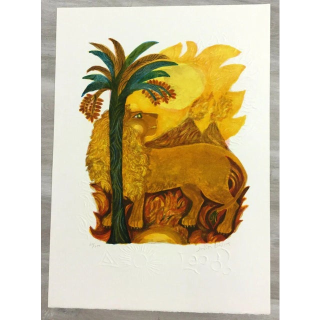 Mid 20th Century Mid Century Modern Unframed Leo Lion Judith Bledsoe Hand Signed Lithograph For Sale - Image 5 of 5