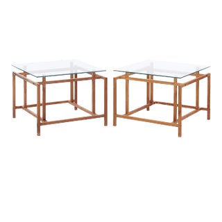 Henning Norgaard for Komfort Mobler Mid Century Teak and Glass Side Tables - Pair For Sale