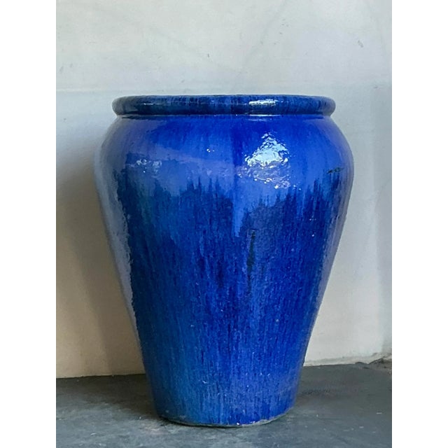 Vintage Boho Monumental Glazed Ceramic Urn For Sale - Image 4 of 5
