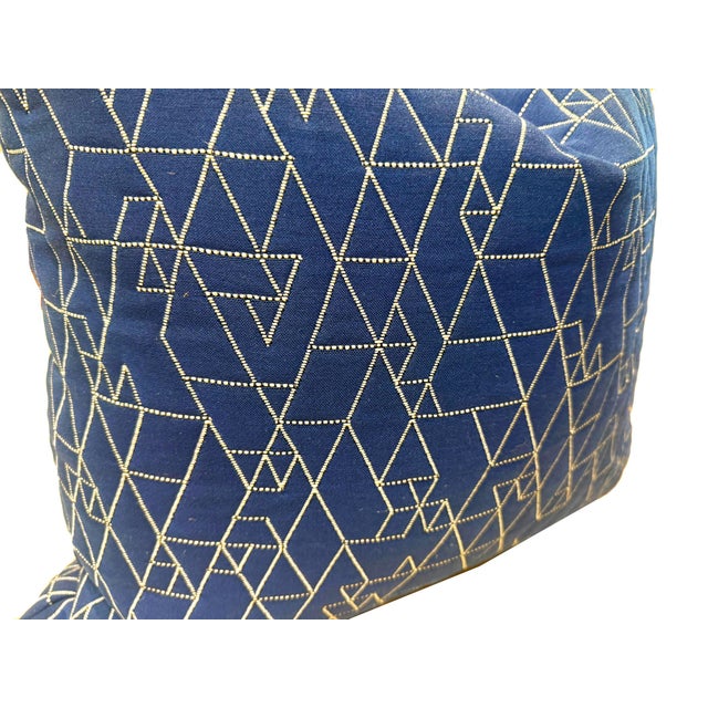 2020s Navy and White Quilted Sofa Pillows - A Pair For Sale - Image 5 of 5
