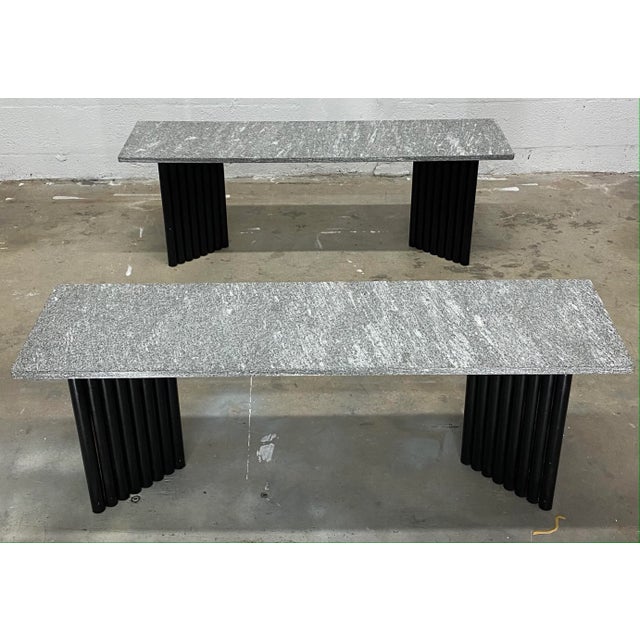 Postmodern Granite and Black Tubular Steel Base Coffee or Side Tables - a Pair For Sale - Image 13 of 13