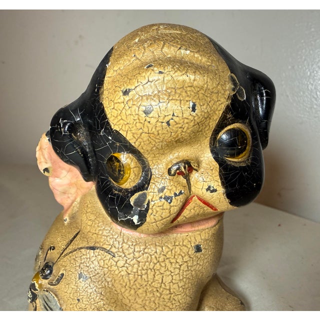 Hubley Manufacturing Company Antique Original Grace Drayton Cast Iron Hubley Dog Bee Coin Still Bank 1900s For Sale - Image 4 of 13