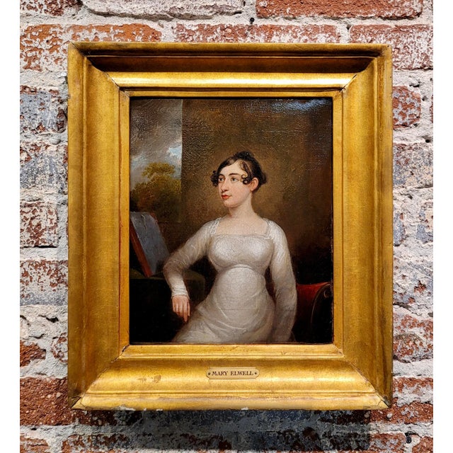 18th century English School -Portrait of Mary Elwell -Oil painting Oil painting on canvas - circa 1780s Canvas size:...