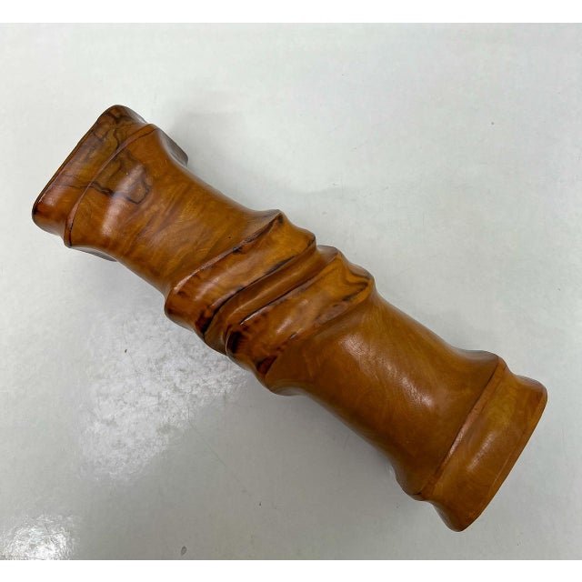 Mid-Century Hand-Crafted Sculpted Olive Wood Vase, 1970s For Sale - Image 7 of 8