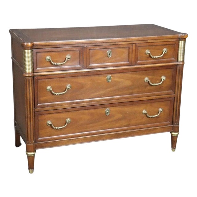 Fantastic Baker Furniture Company Directore Jansen Style Mahogany Brass Commode For Sale