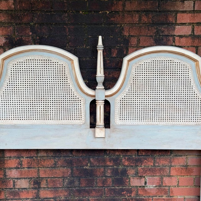 Mid 20th Century Mid-Century Dixie Queen Headboard in Swedish Gustavian Style - Newly Painted For Sale - Image 5 of 15