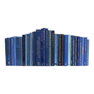 Decorative Books - Vintage Denim Oversized Books - Blue Books By The Foot