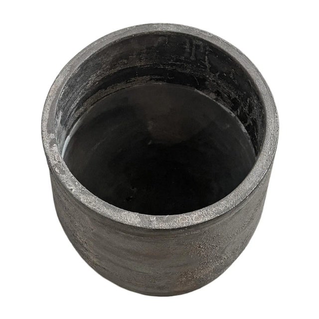 Early 21st Century Tumbler Black Earth Ware Vintage Pot Planter For Sale - Image 5 of 6