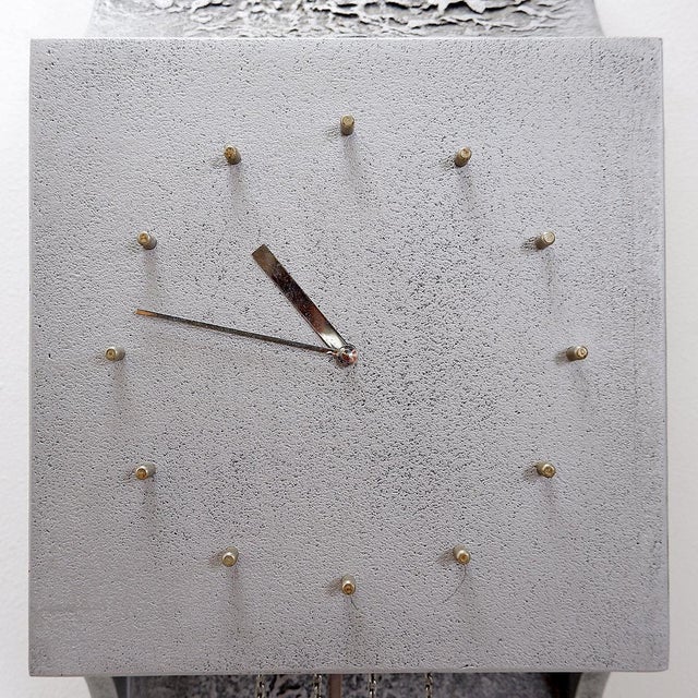 Brutalist - Standing Clock Measures : 35x40cm H:190cm Materials : Wood - resin Place of Origin: Belgium Period: 1970-1979...