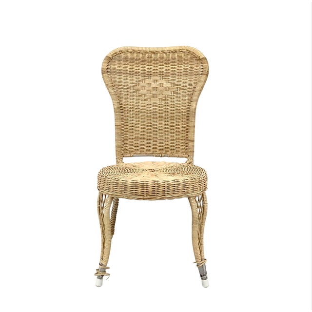Vintage Woven Wicker & Rattan Side Chair With Cushion For Sale In Philadelphia - Image 6 of 18