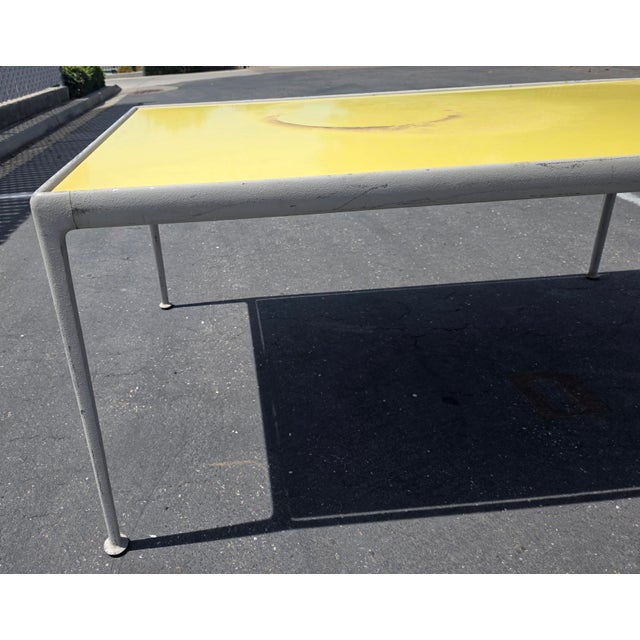 Mid-Century Modern 1970s Richard Schultz Style Knoll Aluminum and Yellow Enamel Patio Dining Table For Sale - Image 3 of 18