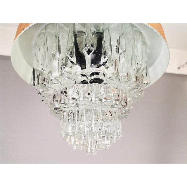 Mid-Century Modern Clear Glass and Metallic Copper Colored Aluminum Hanging Lamp, 1960s For Sale - Image 9 of 14