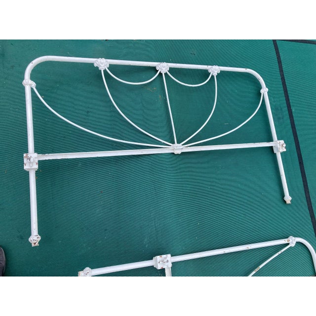 Victorian Antique Victorian Cast Iron White Headboard & Footboard For Sale - Image 3 of 10
