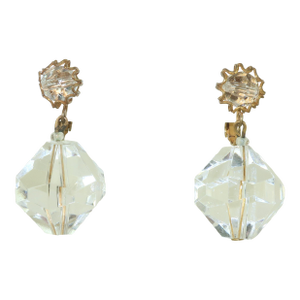 Miriam Haskell Lucite & Gold Tone Dangle Earrings, 1960's - A Pair