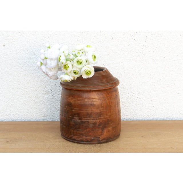 Antique Ribbed Wood Indus Grain Vessel For Sale In Los Angeles - Image 6 of 6