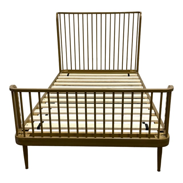 Crate & Barrel Wembley Kids Twin Antique Brass Bed For Sale