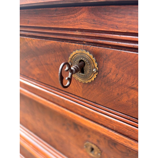 Wood Antique American Black Walnut Burl Victorian Marble Top Dresser With Original Nautical Brass Hardware, Circa 1895–1905 For Sale - Image 7 of 12