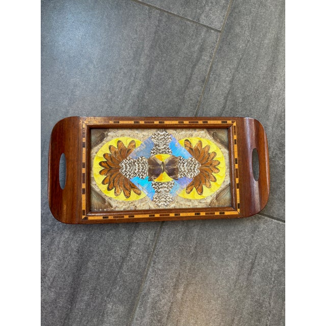 Vintage Morpho butterfly tray, 1940s Wood/glass Good condition for its age 35.5 x 17.5 cm