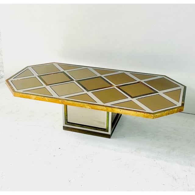 Romeo Rega for Metalarte Brass Chrome Mirror Coffee Table, Italy 1970 For Sale - Image 4 of 6