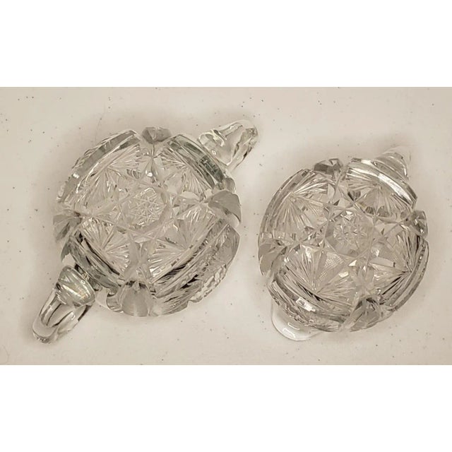 Mid-Century Modern Antique Creamer and Sugar Set American Brilliant Period Cut Glass- a Pair For Sale - Image 3 of 9