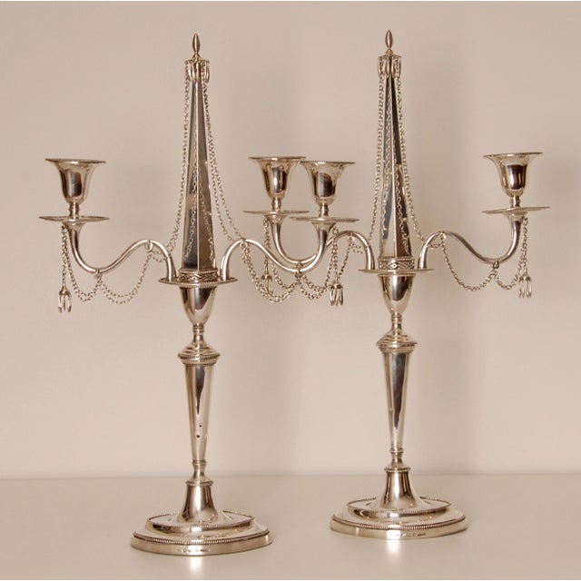 Antique Silver Empire Candelabras Napoleonic Obelisk a Pair For Sale - Image 9 of 14