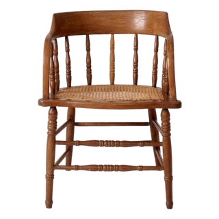 Antique Cane Seat Captain's Chair For Sale
