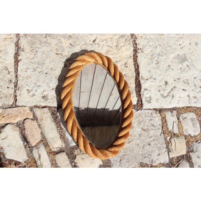 Vintage Oval Rope Mirror from Audoux & Minet, 1950 For Sale - Image 4 of 8