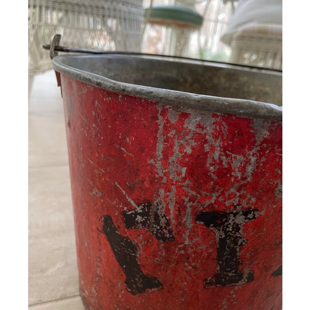 Vintage Mid-Century Red Painted Fire Bucket For Sale - Image 9 of 9