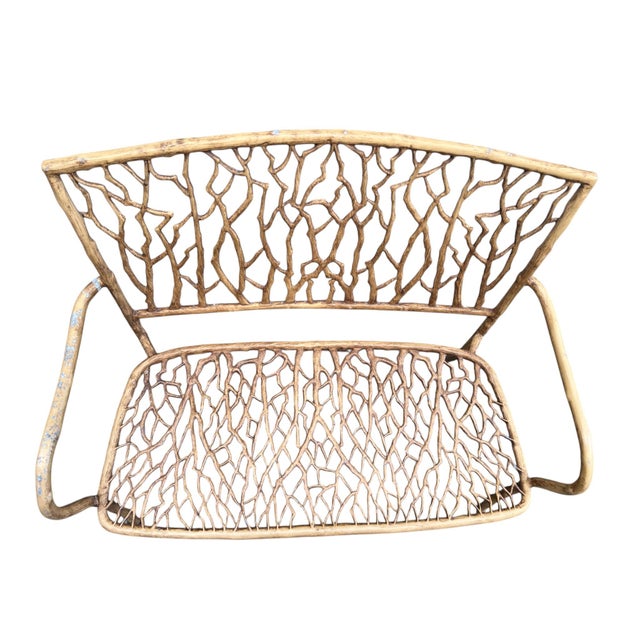 Late 20th-C. Faux Bois Metal Garden Bench or Settee For Sale - Image 4 of 16