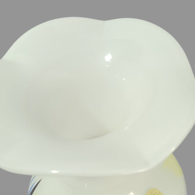 Glass Vintage Murano Attributed Multi-Color Art Glass Scalloped Edge Hand-Blown Vase For Sale - Image 7 of 9