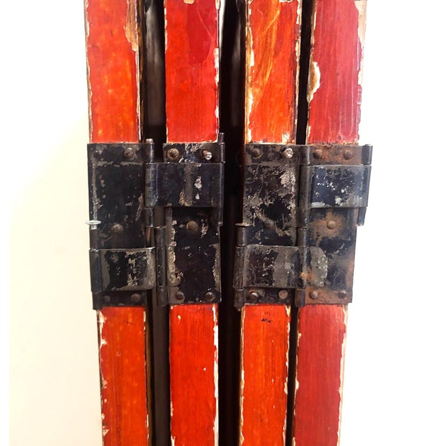 Antique Italian Floral Scarlet & Black Venetian Painted 4 Panel Folding Screen For Sale - Image 11 of 15