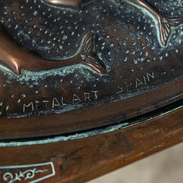 Vintage Spanish Embossed Copper Table by Malart, 1930 For Sale - Image 9 of 18