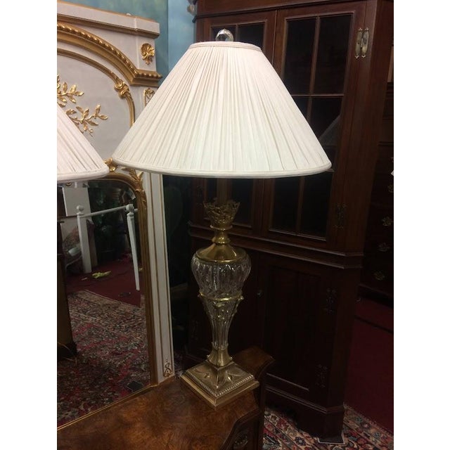 Vintage Table Lamps, Neoclassical Style Lamps, Brass and Crystal Lamps, the Pair For Sale - Image 6 of 10