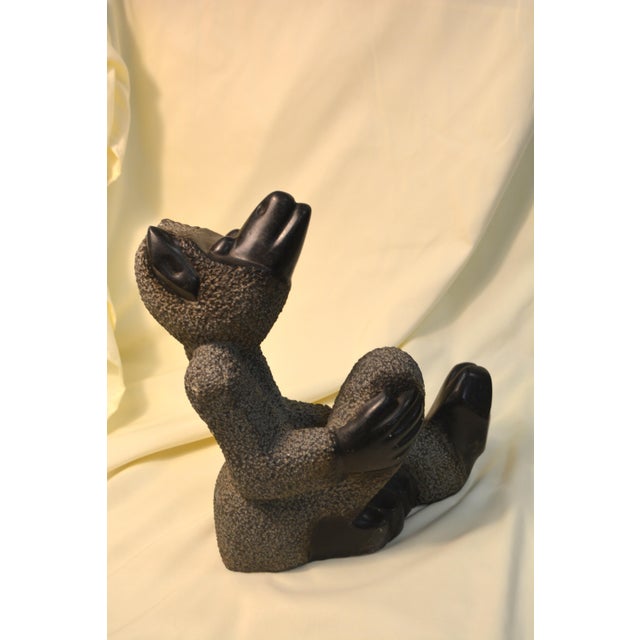 Vintage Shona Stone Black & Gray Baboon Monkey Figurine Statue / Sculpture Kamisi For Sale - Image 14 of 14