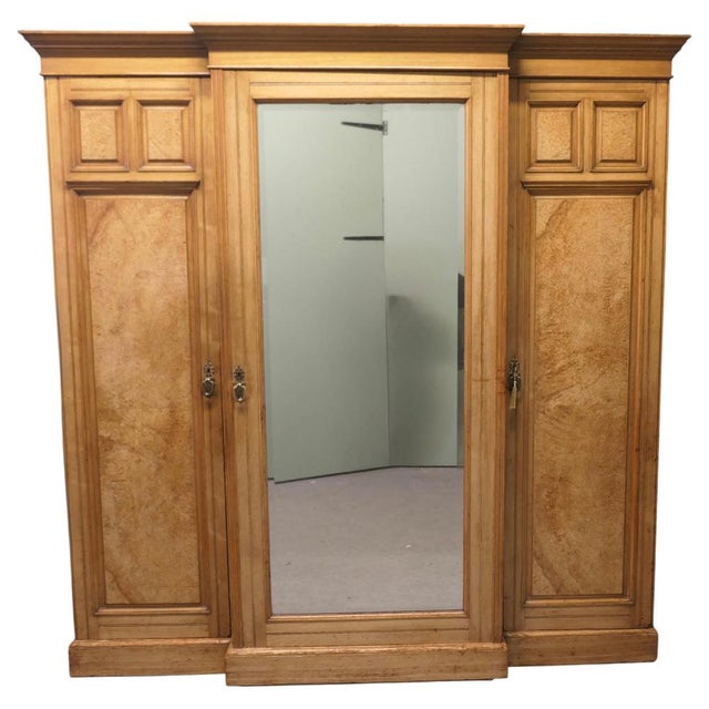 Brown Large Ash Arts & Crafts Triple Break Front Wardrobe Compactum, 1880 For Sale - Image 8 of 8