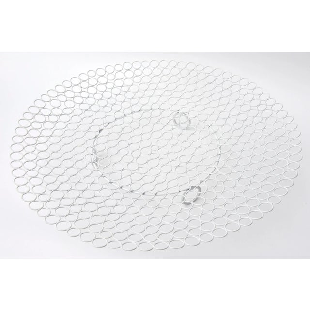 White Modern White Lacquered Metal Large Circle Bowl With Circle Feet For Sale - Image 8 of 11