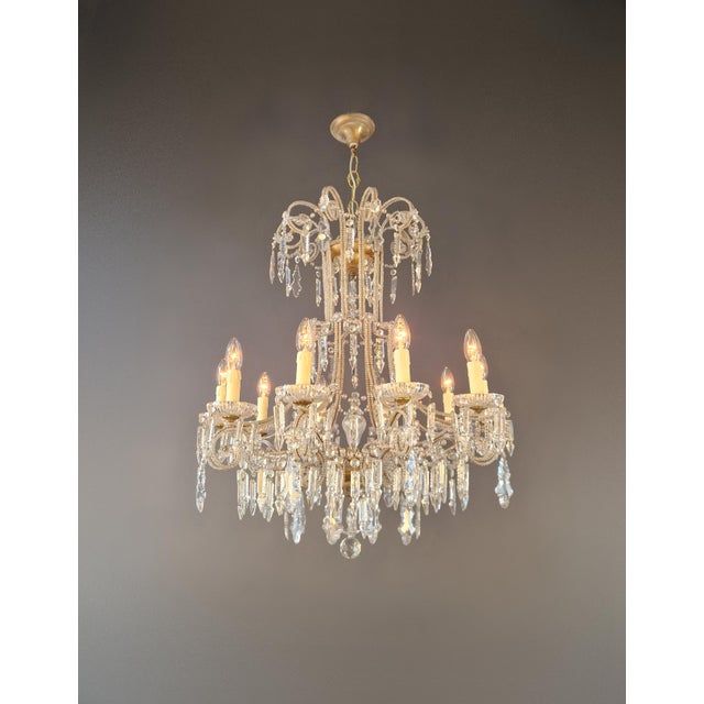 Rococo Antique French Crystal Chandelier Directoire Style Louis XVI Influence - Restored For Sale - Image 3 of 12