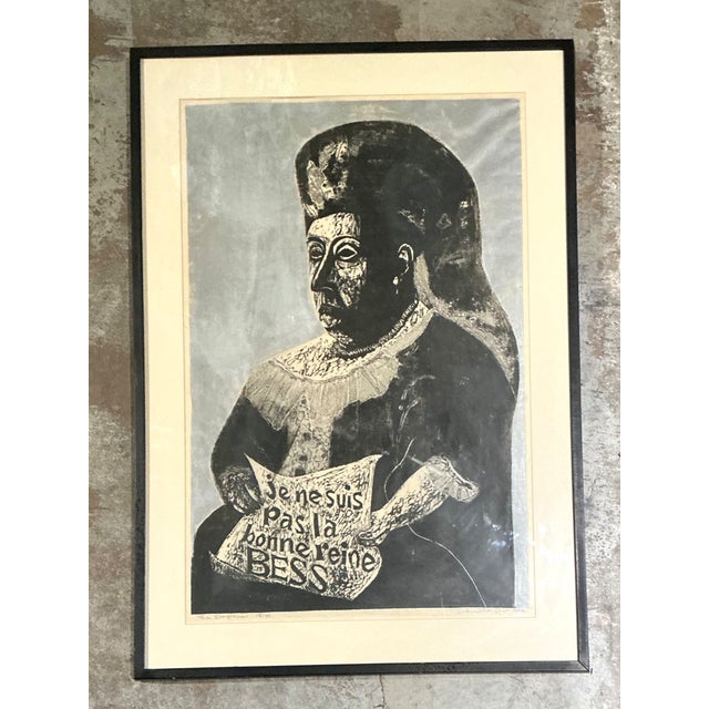 Vintage Queen Victoria Abstract the Empress” Figurative Woodcut Print For Sale - Image 4 of 12