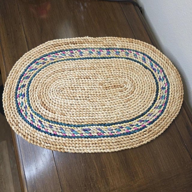 Vintage Farmhouse Country Cottage Boho Braided Oval Placemats - Set of 4 For Sale - Image 10 of 10