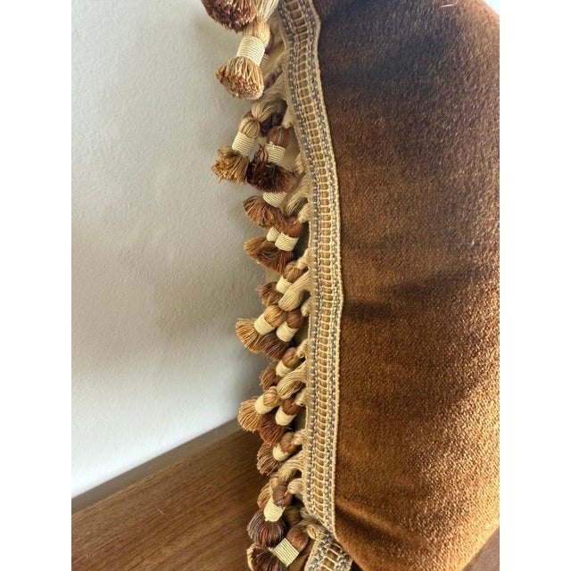 Textile Late 18th Century Tapestry Pillow With Contemporary Velvet and Trim For Sale - Image 7 of 11