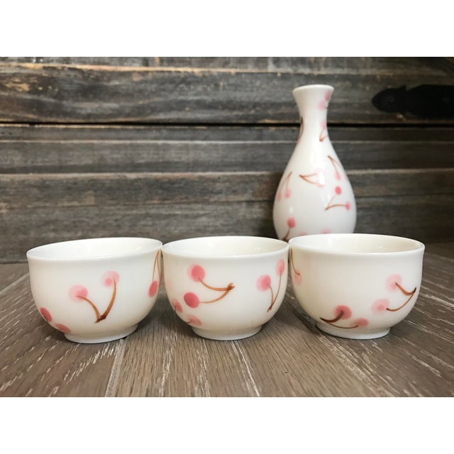 Pink Cherry Painted Porcelain Sake Set Chairish
