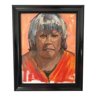 "Retrato De Una Mujer" Contemporary Acrylic Portrait, Framed For Sale