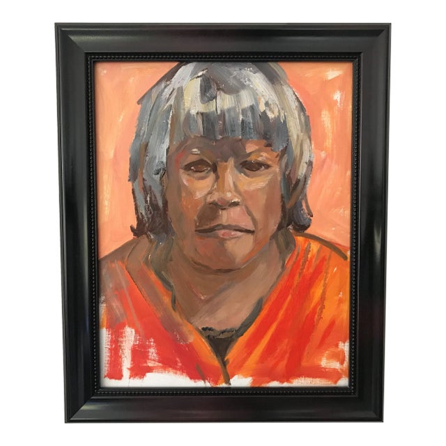 "Retrato De Una Mujer" Contemporary Acrylic Portrait, Framed For Sale