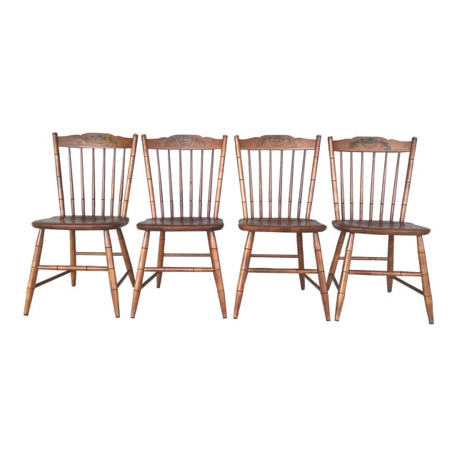 L Hitchcock Maple Harvest Stonington Windsor Side Chairs Set Of 4