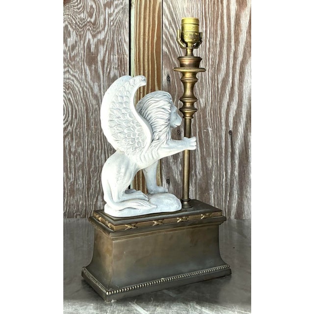 Late 20th Century Vintage Neoclassical Chapman Winged Lion Lamp For Sale - Image 5 of 10