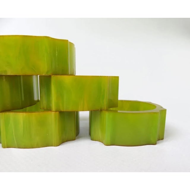 Art Deco Catalin Napkin Rings in Green Amber, Set of 6 For Sale - Image 10 of 18