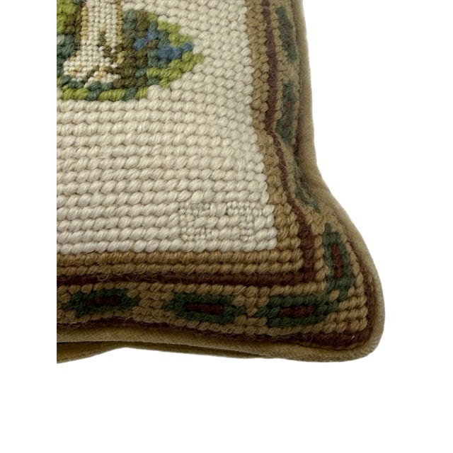Textile Vintage Decorative Needlepoint Boxer Pillow With Down Insert For Sale - Image 7 of 9